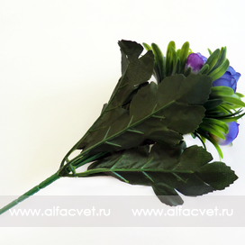 искусственные цветы букет камелий с крупными листьями цвета фиолетовый 7