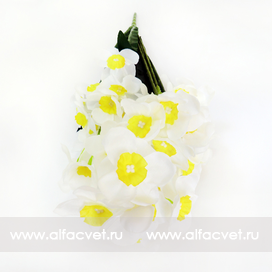 искусственные цветы букет нарциссов цвета белый с желтым 13