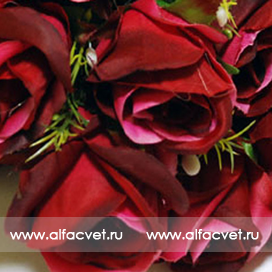 искусственные цветы букет роз цвета бордовый 61
